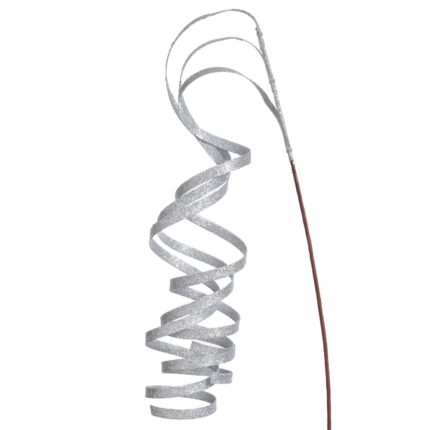 Crenguță decorativă cu glitter argintiu, 114 cm