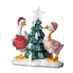 Set 12 Gâște cu brad de Crăciun en gros, 15 cm