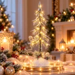 Decorațiune Crăciun  Brăduț cu LED și veverițe, 33 cm - imagine 2