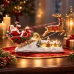 Decorațiune Crăciun Moș Crăciun cu sania și ren, 27 cm - imagine 3