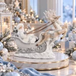 Decorațiune Crăciun Premium  Moș Crăciun în sanie cu reni 36 cm - imagine 2