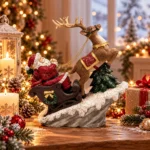 Decorațiune Crăciun Sania lui Moș Crăciun cu ren, 19 cm - imagine 2