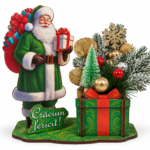 Aranjament de Crăciun cu Moș Crăciun și cadou festiv, 12,5 x 13 cm