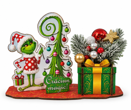 Aranjament de Crăciun cu Grinch, 18 x 12 cm