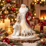 Set 12 Moș Crăciun en gros înconjurat de animalele pădurii, 18 cm - imagine 2